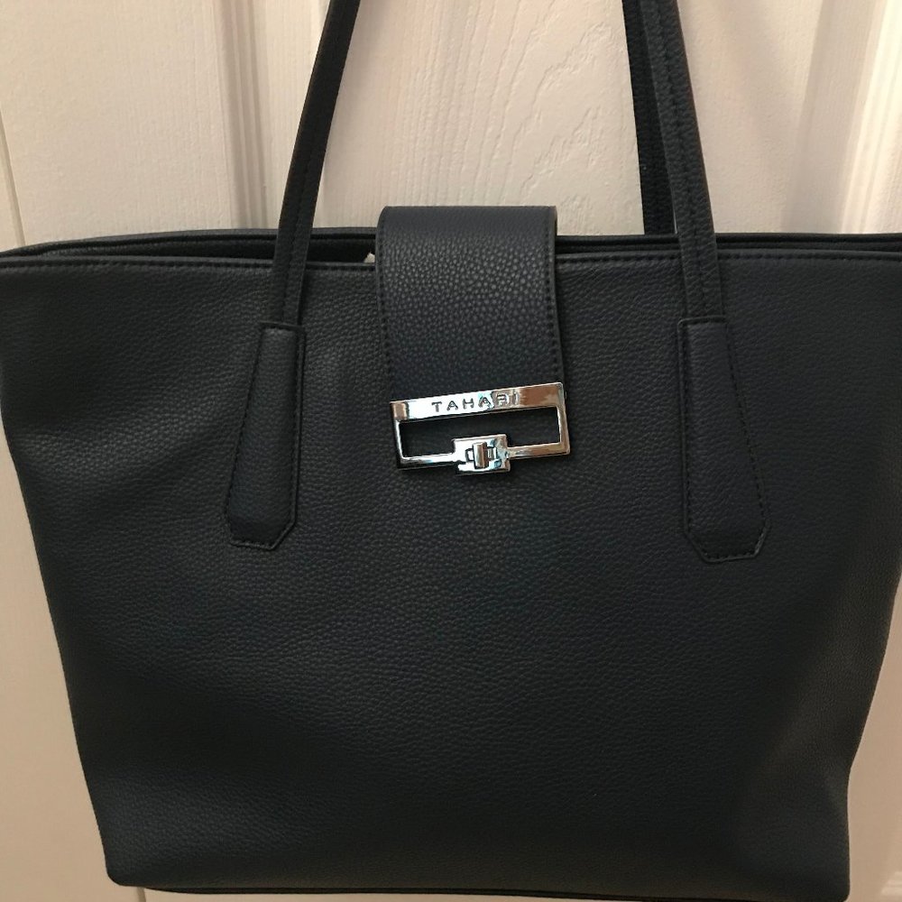 TAHARI NAVY LARGE TOTE BAG